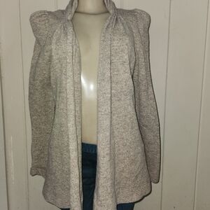 Anthropologie Tokyo Map Cream Open Front Cardigan Wool Blend